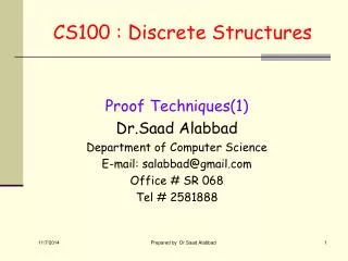 CS100 : Discrete Structures