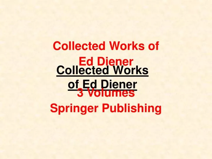 collected works of ed diener