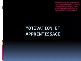 motivation et apprentissage