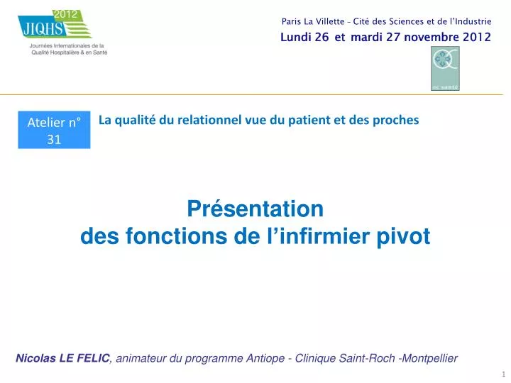 pr sentation des fonctions de l infirmier pivot