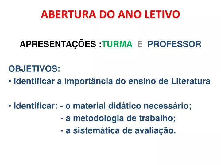 abertura do ano letivo