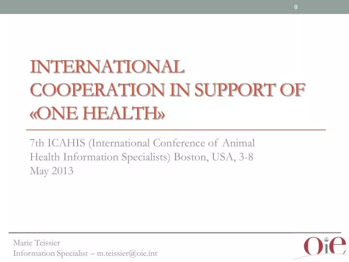 international cooperation in support of one health