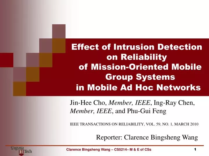 effect of intrusion detection on reliability