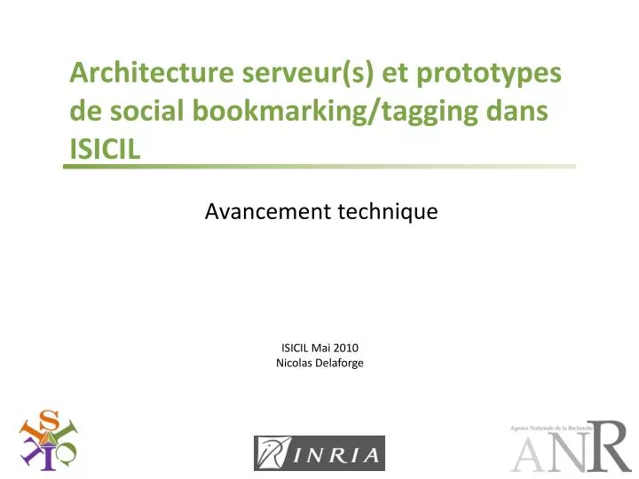 architecture serveur s et prototypes de social bookmarking tagging dans isicil