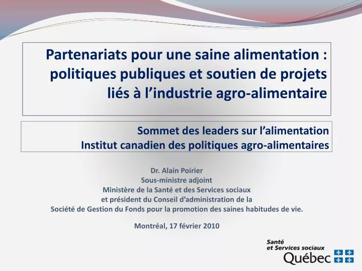 sommet des leaders sur l alimentation institut canadien des politiques agro alimentaires