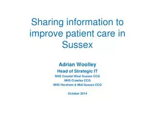 Sharing information to improve patient care in Sussex