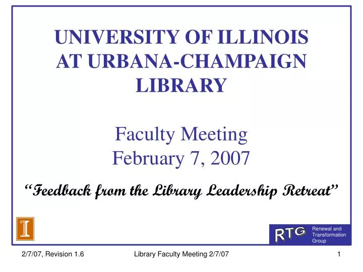 university of illinois at urbana champaign library faculty meeting february 7 2007