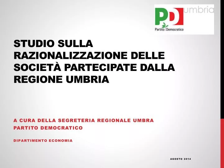 studio sulla razionalizzazione delle societ partecipate dalla regione umbria