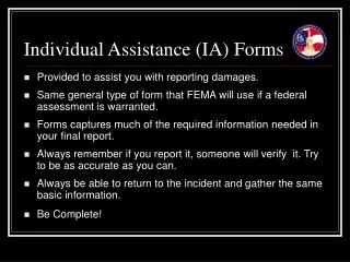 Individual Assistance (IA) Forms