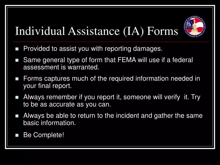 individual assistance ia forms