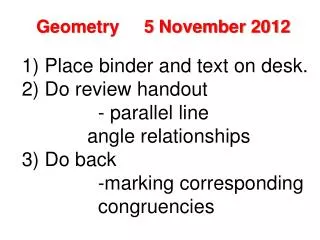 Geometry 5 November 2012