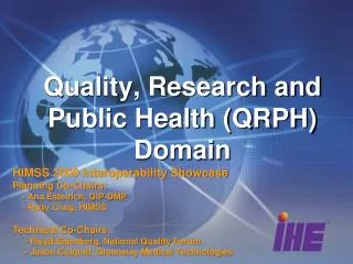 Quality, Research and Public Health (QRPH) Domain