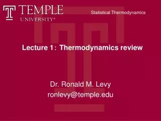 Lecture 1 ? Thermodynamics review