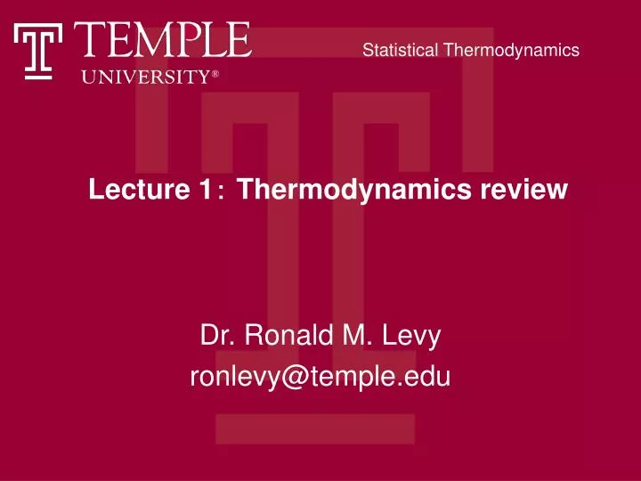lecture 1 thermodynamics review