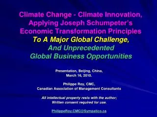 Presentation, Beijing, China, March 16, 2010. Philippe Roy, CMC,