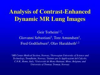 Analysis of Contrast-Enhanced Dynamic MR Lung Images