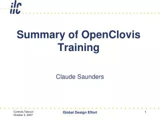 Summary of OpenClovis Training