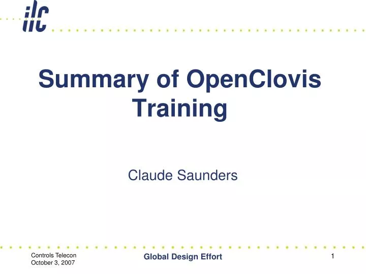 summary of openclovis training
