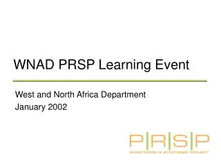 WNAD PRSP Learning Event