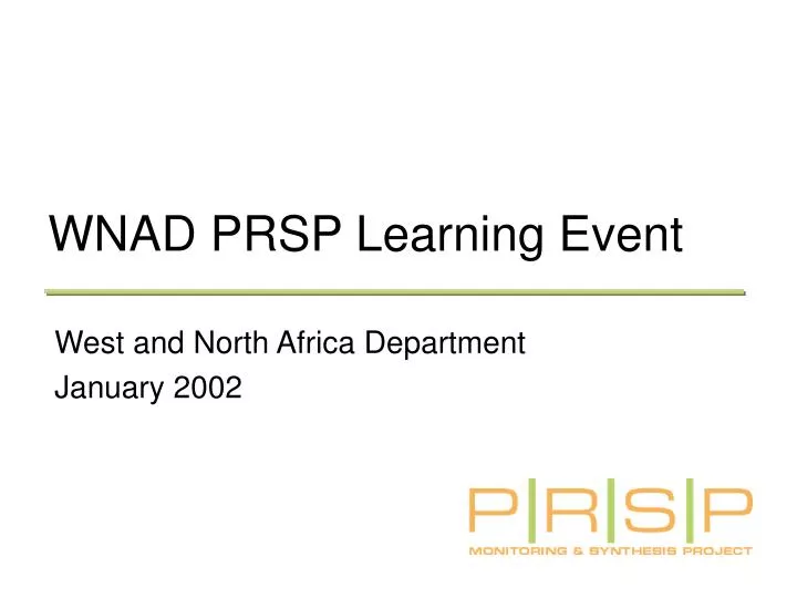 wnad prsp learning event