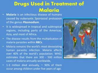 Drugs Used in Treatment of Malaria