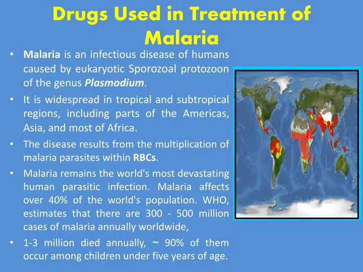 drugs used in treatment of malaria