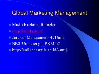 Global Marketing Management