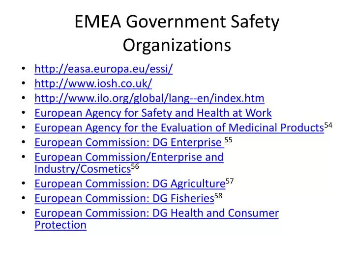 emea government safety organizations