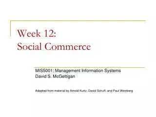 Week 12: Social Commerce