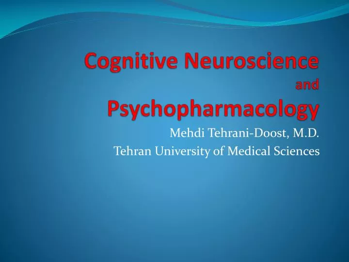 cognitive neuroscience and psychopharmacology