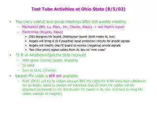 Test Tube Activities at Ohio State (8/5/03)