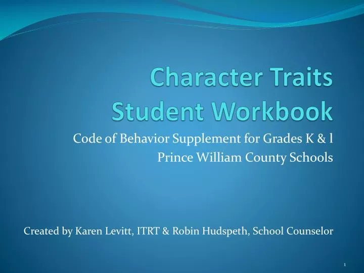 character traits student workbook