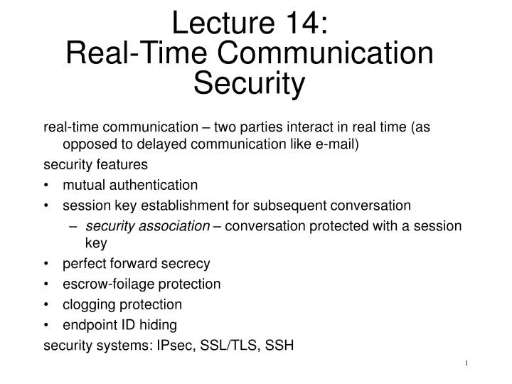 lecture 14 real time communication security