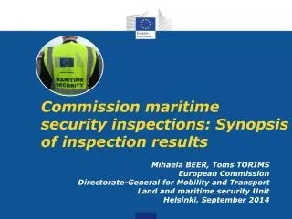 Commission maritime security inspections: Synopsis of inspection results