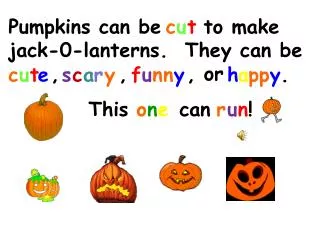 Pumpkins can be to make jack-0-lanterns. They can be , , , or