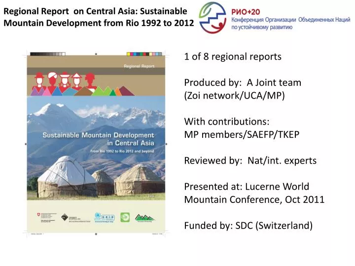 regional report on central asia sustainable mountain development from rio 1992 to 2012