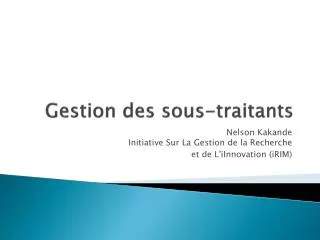 gestion des sous traitants