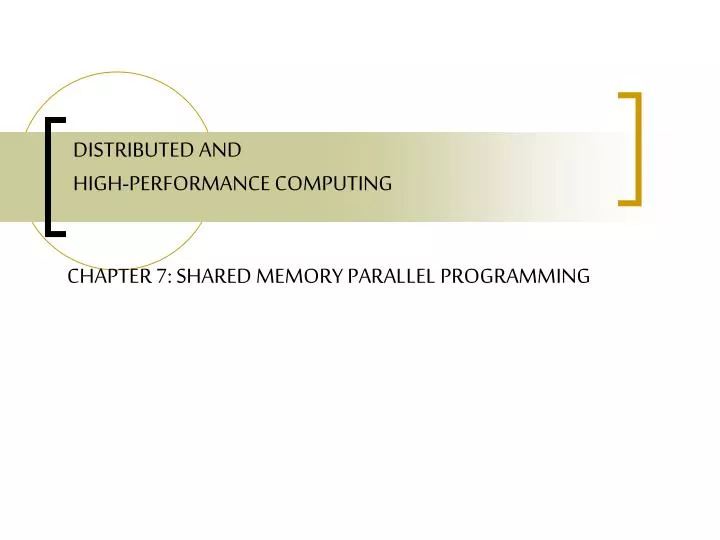 distributed and high performance computing