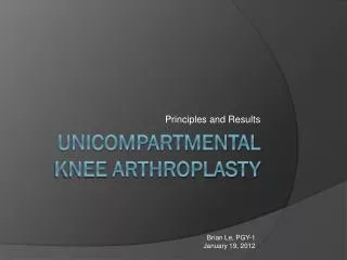 Unicompartmental knee arthroplasty