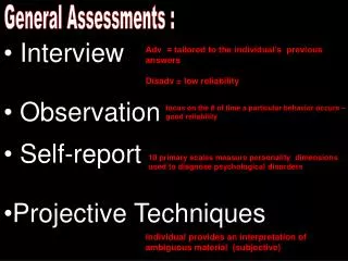 General Assessments :