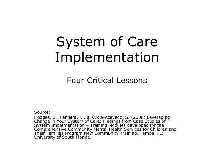 system of care implementation