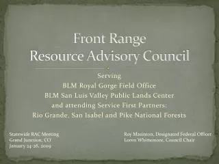 Front Range Resource Advisory Council
