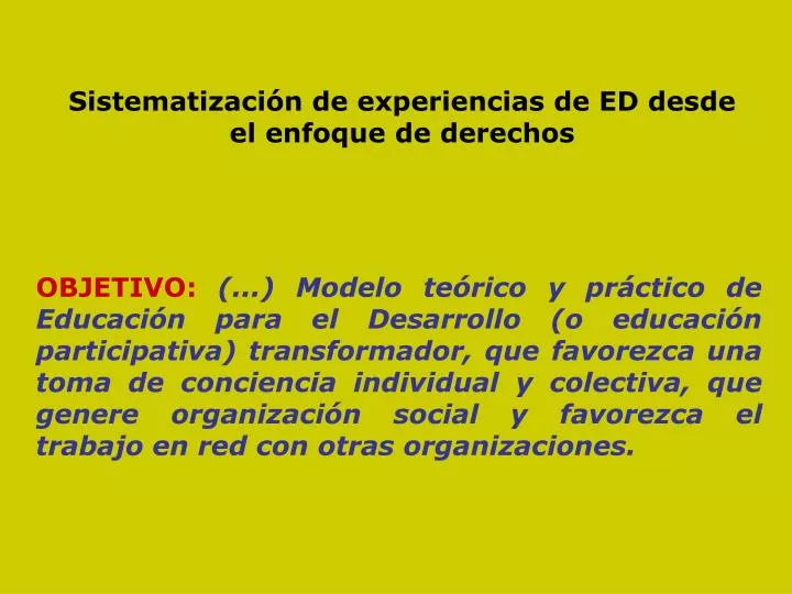 sistematizaci n de experiencias de ed desde el enfoque de derechos