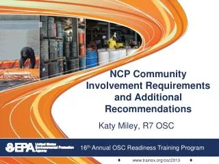 NCP Community Involvement Requirements and Additional Recommendations