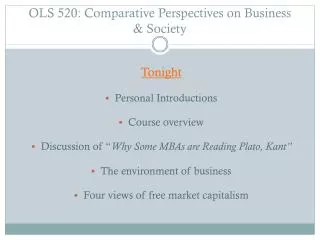 OLS 520: Comparative Perspectives on Business &amp; Society