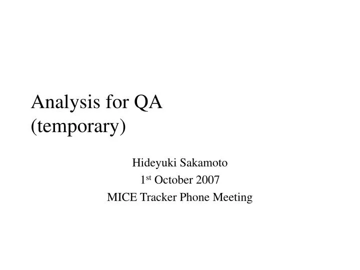 analysis for qa temporary