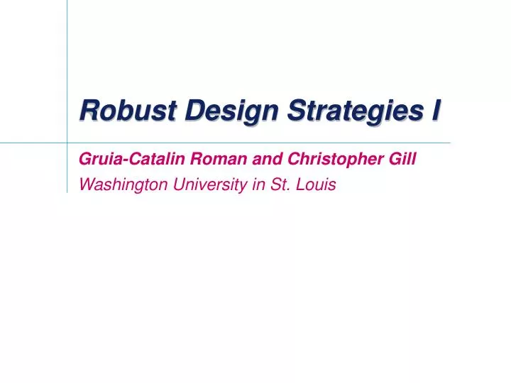 robust design strategies i