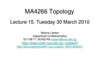 MA4266 Topology