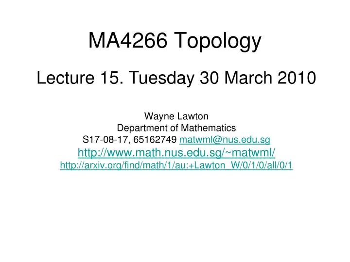 ma4266 topology