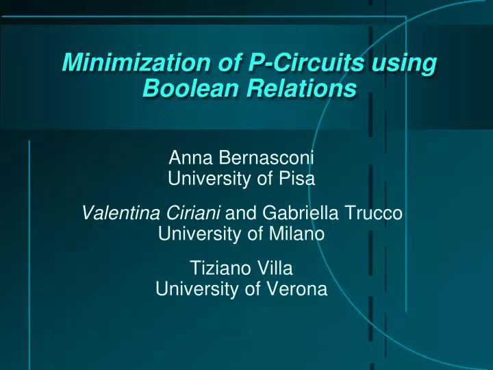 minimization of p circuits using boolean relations